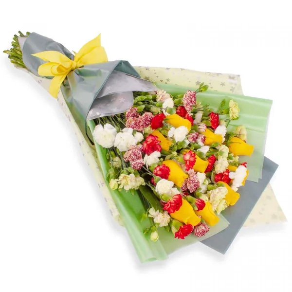 Ramo de claveles -Ramo de flores extendido claveles y rosas