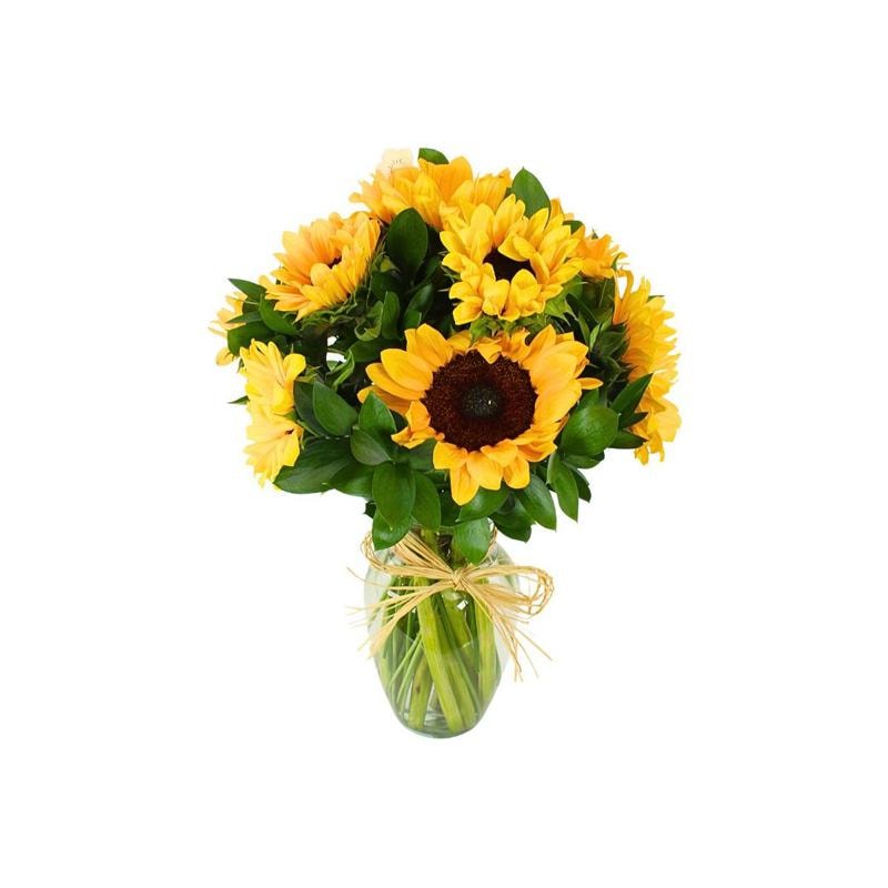 Jardín Solar - Florero con Girasoles y verdes - Imagen 1