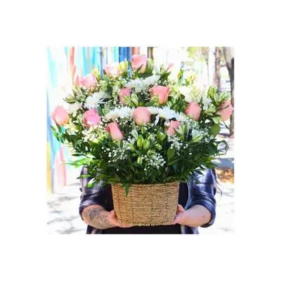 Pésame Rosado - Arreglo floral de condolencias