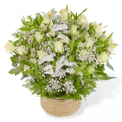Pésame Blanco - Arreglo floral de condolencias