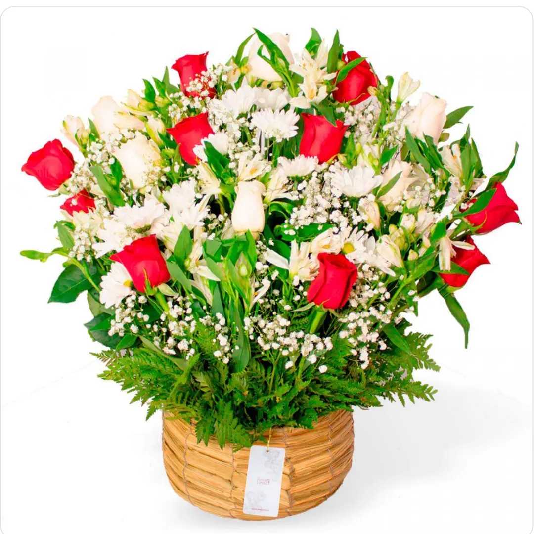 Pésame con rosas rojas y blancas