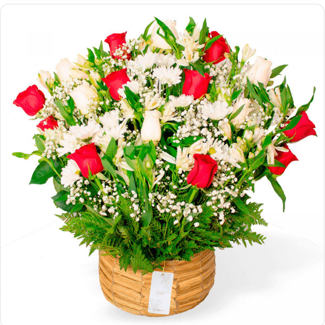 Pésame con rosas rojas y blancas - Imagen 1