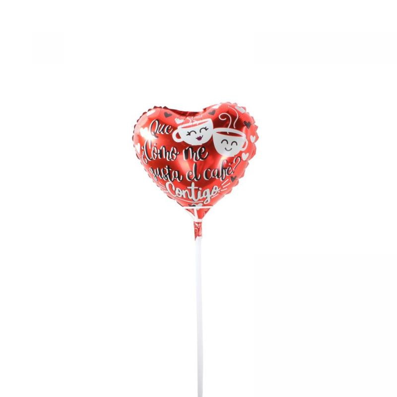 Globo corazón Que como me gusta el cafe: contigo - Imagen 1