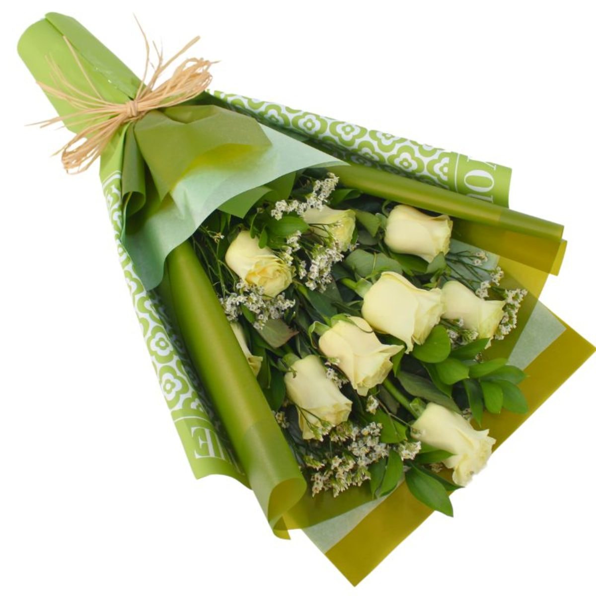 Ramo especial 9 rosas blancas - Imagen 1