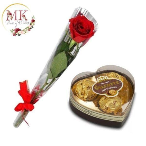 Rosa Individual y Bombones Corazón - Imagen 1
