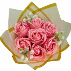 Bouquet de 7 Rosas Eternas Rosadas - Imagen 1