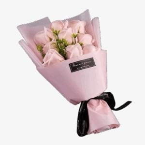 Bouquet de 10 Rosas Rosadas Eternas de Jabón - Imagen 1