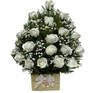 Flores de Condolencias 18 Rosas Blancas Eternas - Imagen 1