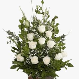 Canasta de 12 Flores Blancas - Imagen 1