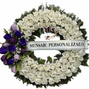 Corona Condolencias de 100 Rosas Eternas, Flores Moradas, Ci - Imagen 1