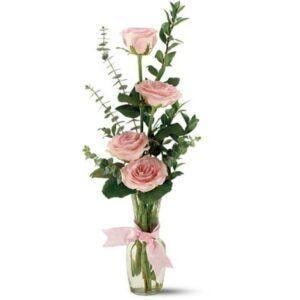 Florero con 4 Rosas Rosado - Imagen 1