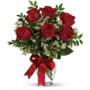 Florero de 8 Rosas Rojas - Imagen 1