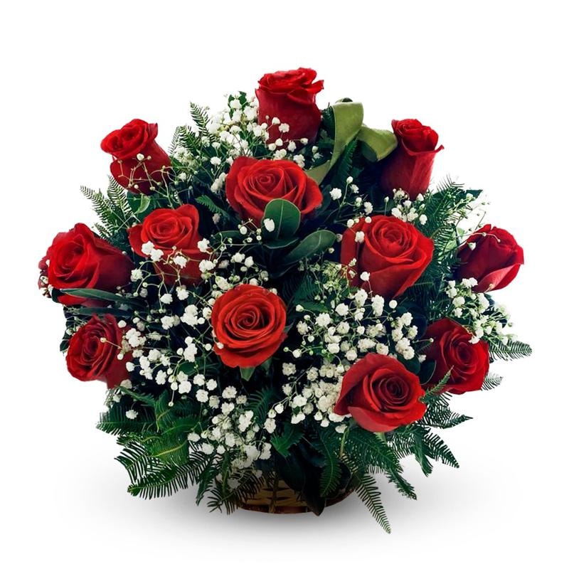Canasta 15 rosas rojas - Imagen 1
