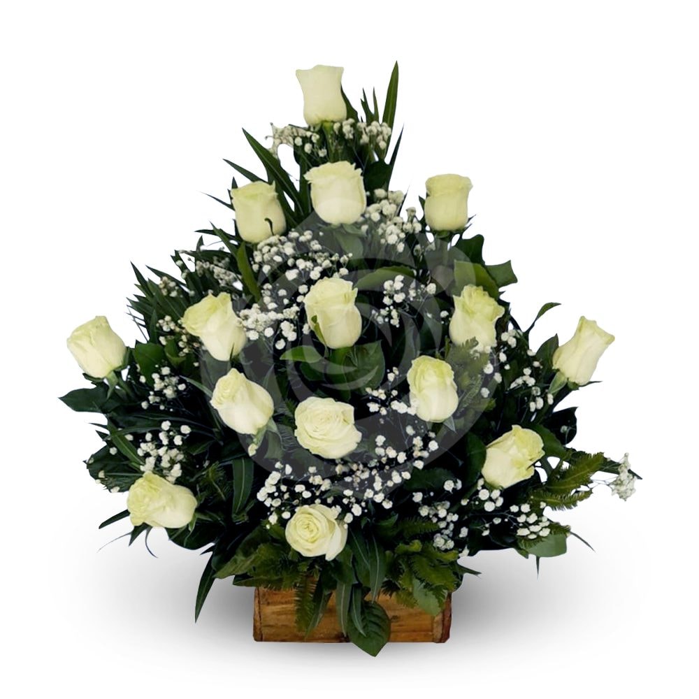 Pie 15 rosas Blancas - Imagen 1