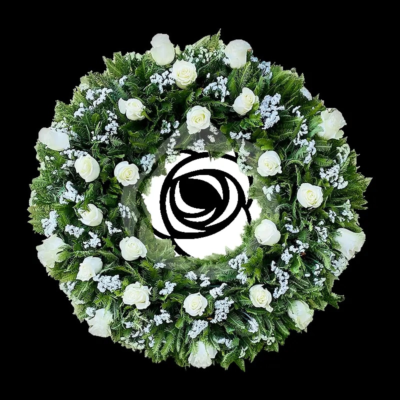 Corona con 25 rosas y atril