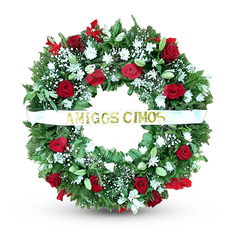 Corona Roja y blanca con Cinta y atril - Imagen 1