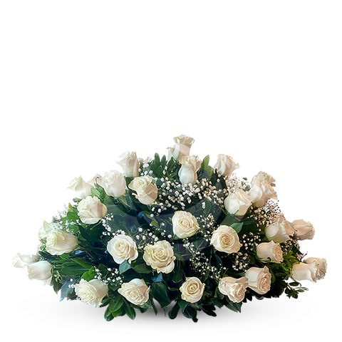 Cubre urna de 25 rosas blancas - Imagen 1