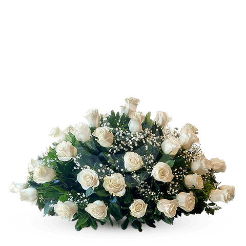 Cubre urna de 25 rosas blancas - Imagen 1