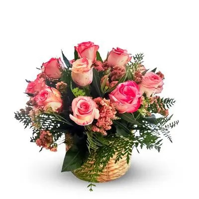 Canasta sutil 15 rosas