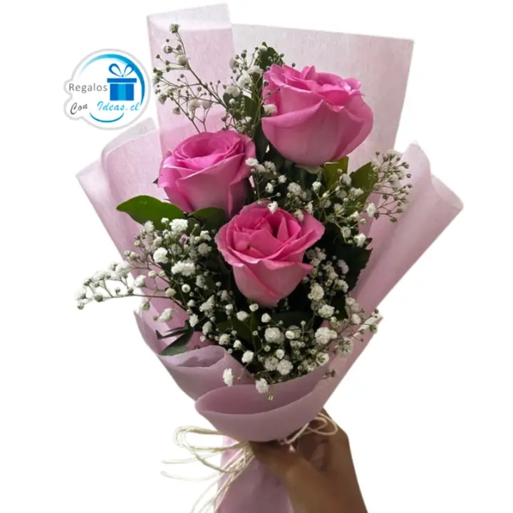 RAMO DE 3 ROSAS ROSADAS