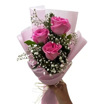 RAMO DE 3 ROSAS ROSADAS