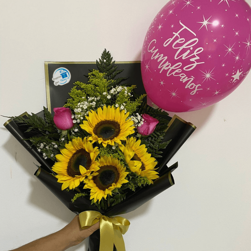 RAMO DE GIRASOLES Y ROSAS - Imagen 1