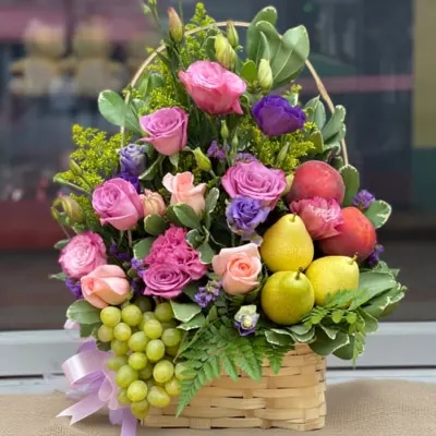 CANASTILLO MIX DE FRUTAS Y FLORES