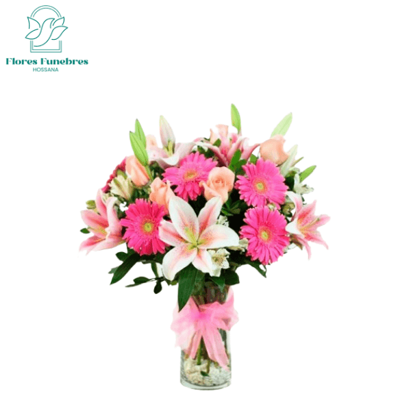 Florero 6 gerberas 6 lilium 6 rosas - Imagen 1