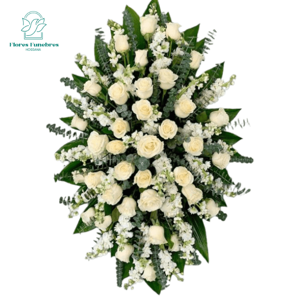 Ovalo de condolencia 30 rosas atril y follaje - Imagen 1