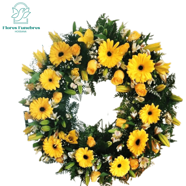 Corona 70 cm con 10 rosas 10 gerberas 10 lilium - Imagen 1