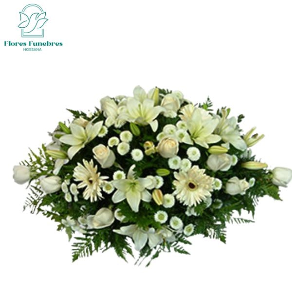 Cojin funebre 8 rosas 5 gerberas 7 lilium y margaritas - Imagen 1