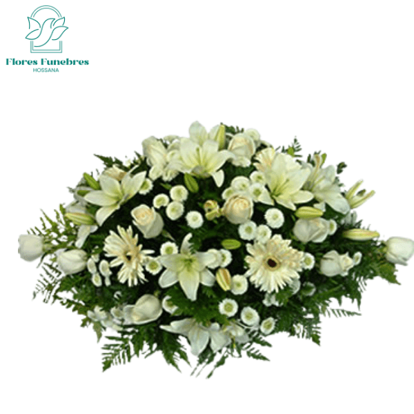 Cojin funebre 8 rosas 5 gerberas 7 lilium y margaritas - Imagen 1