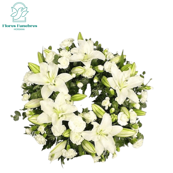 Corona 50cm de 6 rosas 10 lilium - Imagen 1