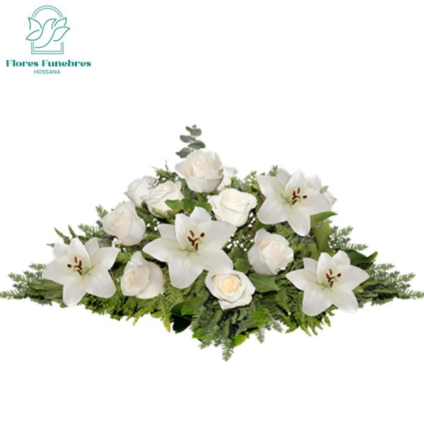 Cojin funebre 8 rosas 4 lilium - Imagen 1