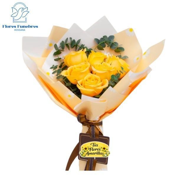 Ramo 6 rosas con linda envoltura y topper - Imagen 1