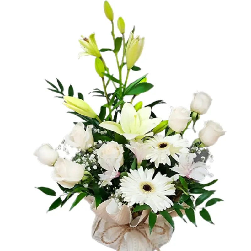 Arreglo de 7 rosas 2 gerberas 3 lilium