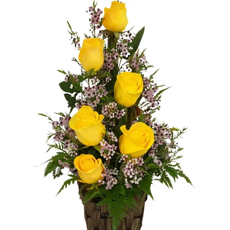 Arreglo 6 rosas mide 40 cm aproximadamente