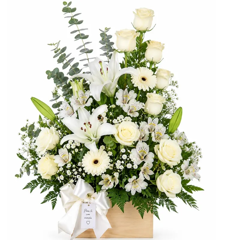 Arreglo 10 rosas 2 lilium 2 gerberas