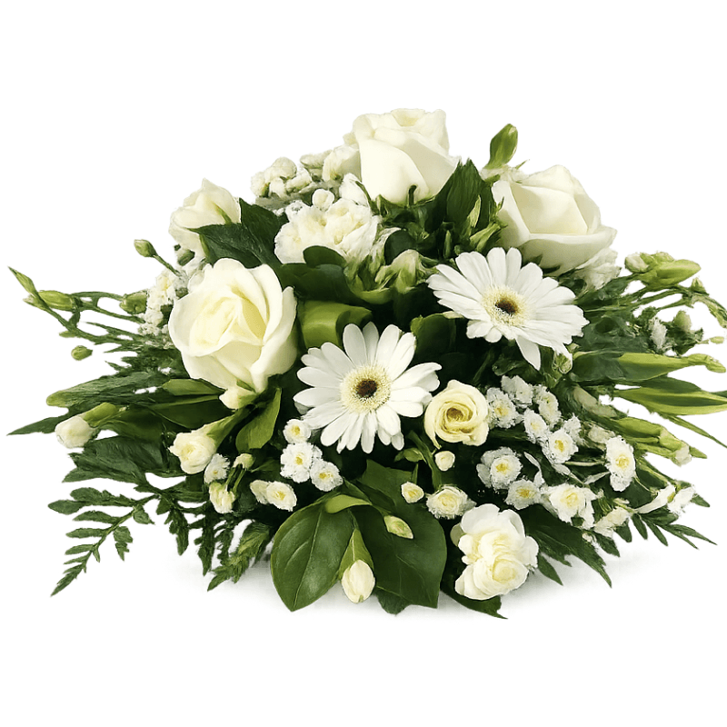 Plato funebre 5 rosas 3 gerberas - Imagen 1