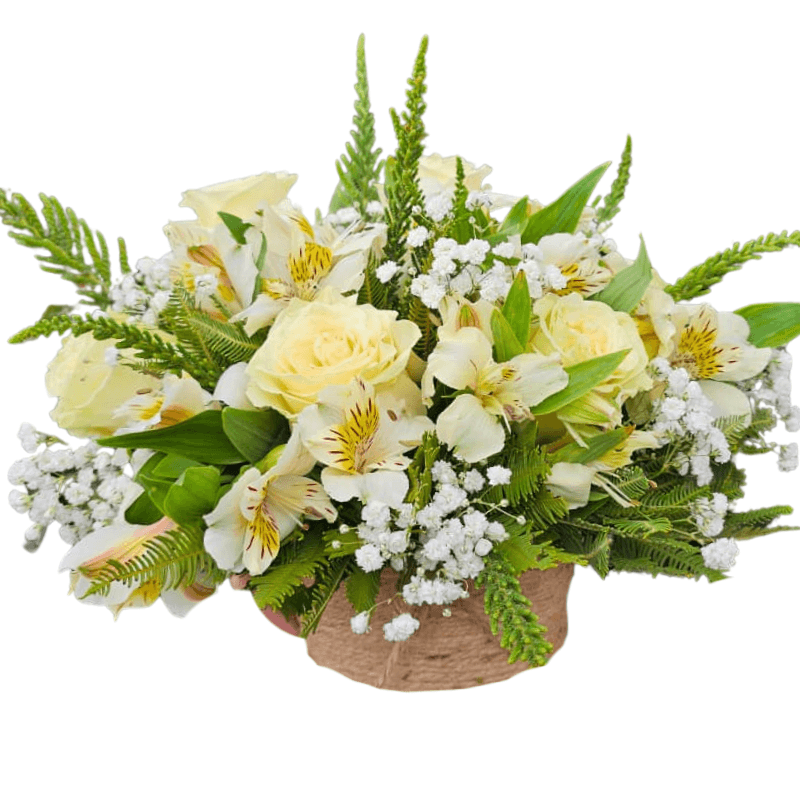 Arreglo de 5 rosas con astromelia y follaje - Imagen 1