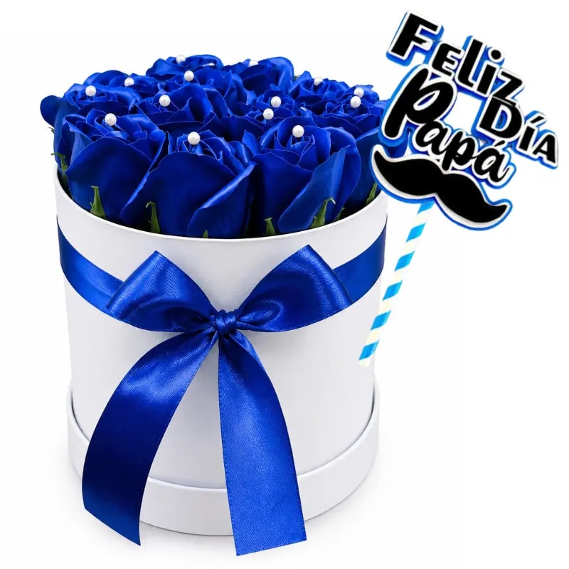 Box de 15 rosas de jabon y topper para el dia del padre