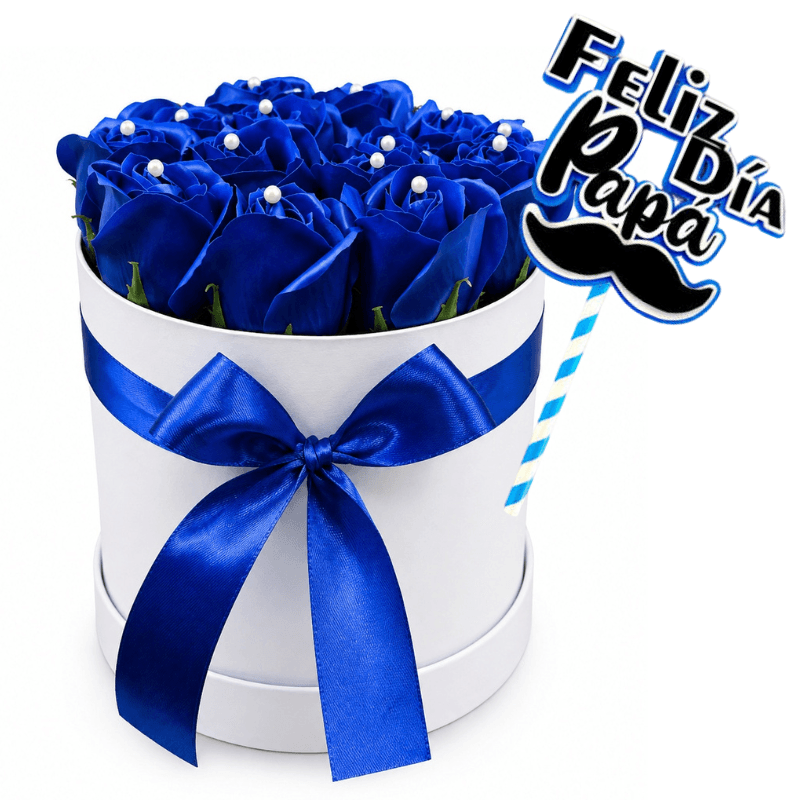 Box de 15 rosas de jabon y topper para el dia del padre - Imagen 1