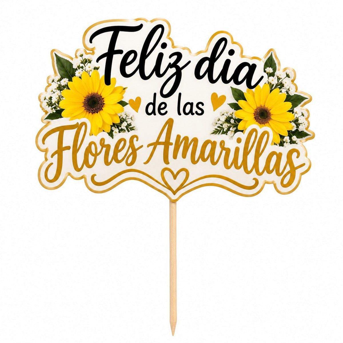 Topper dia de las flores amarilla, referencial - Imagen 1