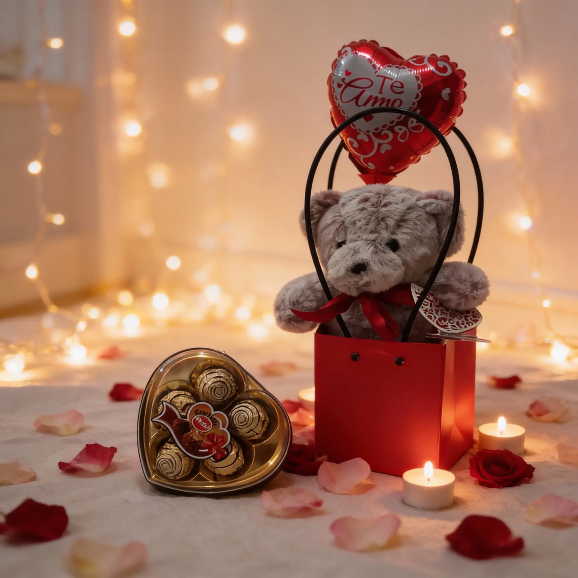 💖 Paquete Romántico: Bolsa Oso y Tesoros 🍫