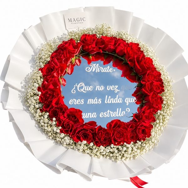 Bouquet Floral con Espejo Personalizado