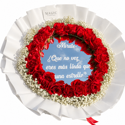 Bouquet Floral con Espejo Personalizado