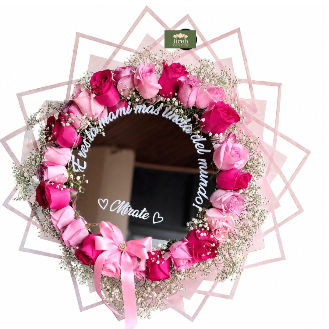 Bouquet Floral con Espejo Personalizado - Imagen 1