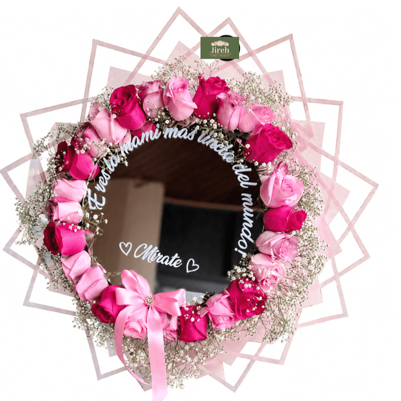 Bouquet Floral con Espejo Personalizado - Imagen 1