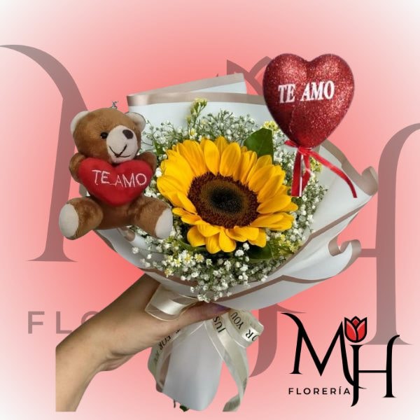 Ramito 1 girasol, peluchito llavero y Topper - Imagen 1