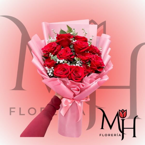 Ramo amor de 11 rosas y linda envoltura - Imagen 1